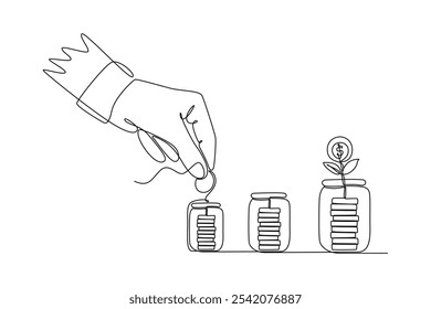 Budget concept. Single line draw design vector graphic illustration.