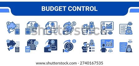 Budget Control Icon Collection, featuring Budgeting, Budget, Expense, Expenditure, Tracking, Monitoring, Control.