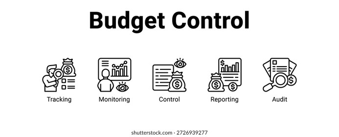 Budget Control web banner icon vector illustration concept , with icon of Tracking, Monitoring, Control.
