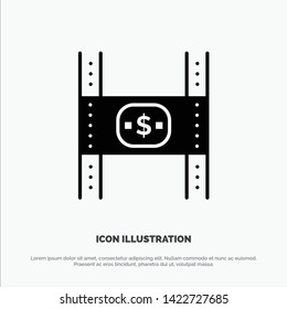 Budget, Costs, Film, Money, Movie solid Glyph Icon vector