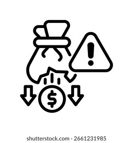 Ilustración vectorial de línea de ícono de crisis presupuestaria
