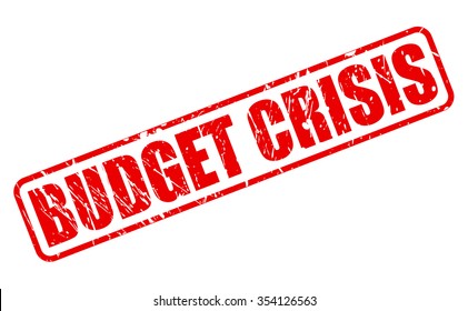 BUDGET CRISIS red stamp text on white