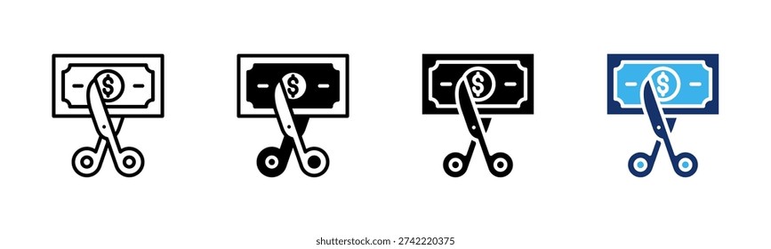 Budget Cut icon sheet multiple style collection