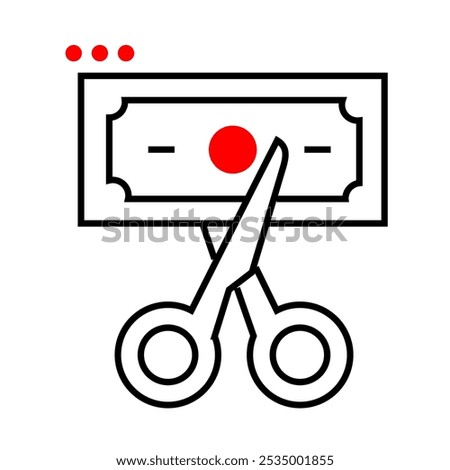 Budget Cuts Icon – Scissors Cutting Through a Dollar Sign, Indicating Reduction in Spending