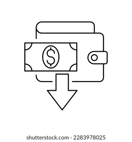 Haushaltsdefizit-Icon-Design. Reduzieren Sie die Kosten Glyph-Symbol. einzeln auf weißem Hintergrund. Vektorgrafik
