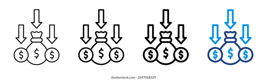 Ícone de Déficit de Orçamento Conjunto de Coleta de Outline Diferente