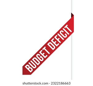 Mensaje de déficit presupuestario en la pancarta de la cinta. Ilustración vectorial.