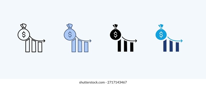 Déficit de presupuesto Icono múltiple Ilustración Vector