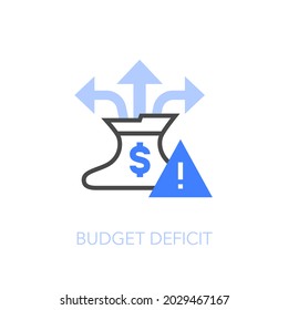 Budget Deficit Symbol With An Almost Empty Money Bag With Many Expenses. Easy To Use For Your Website Or Presentation.