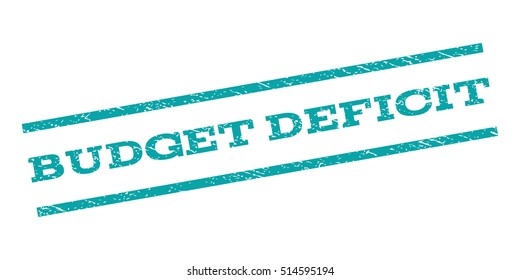 Budget Deficit watermark stamp. Text caption between parallel lines with grunge design style. Rubber seal stamp with dust texture. Vector color ink imprint on a white background.
