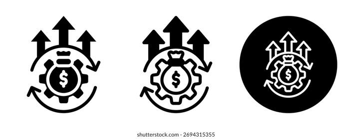 Glifo de Colección de íconos de eficiencia presupuestaria y Ilustración vectorial mixta