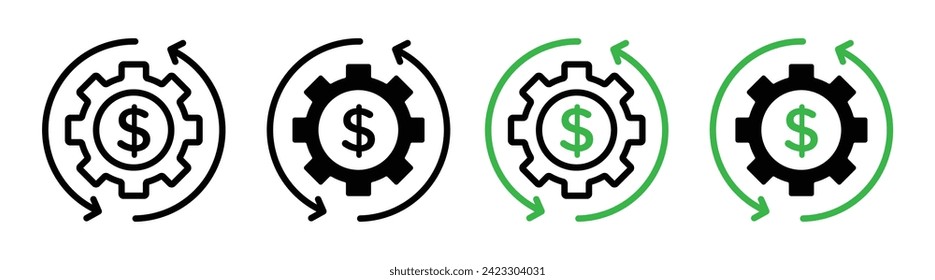 Budget Efficiency Line Icon. Cost Management icon in black and white color.