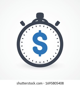 Budget Estimate Icon. Time Is Money Icon. Stopwatch, clock. Fast money transaction concept. financial services, quick loan approval, cash transfer, online payment, delivery