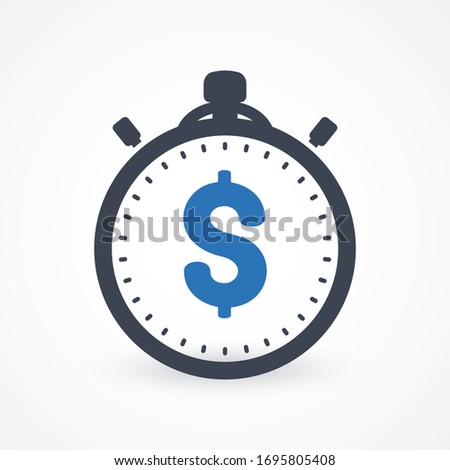 Budget Estimate Icon. Time Is Money Icon. Stopwatch, clock. Fast money transaction concept. financial services, quick loan approval, cash transfer, online payment, delivery
