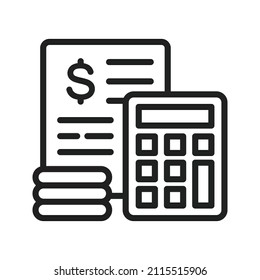 Budget Estimate Icon Vector Image. Can Also Be Used For Project Management. Suitable For Mobile Apps, Web Apps And Print Media.