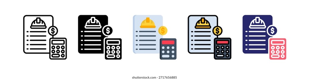 Presupuesto Estimación Icono de Estilo Múltiple Conjunto de Colección..