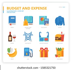 Budget and Expense icon set for web design, book, magazine, poster, ads, app, etc.