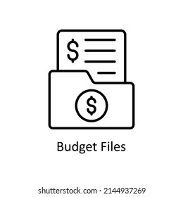 Budget Files vector outline icon for web isolated on white background EPS 10 file