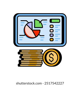 Budget Fill Color Icon, Vector illustration.