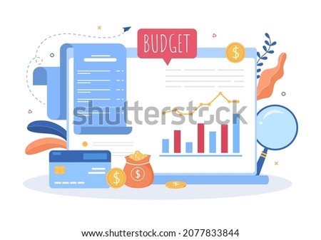 Budget Financial Analyst to Managing or Planning Spending Money at Checklist on Clipboard, Calculator and Calendar Background Vector Illustration