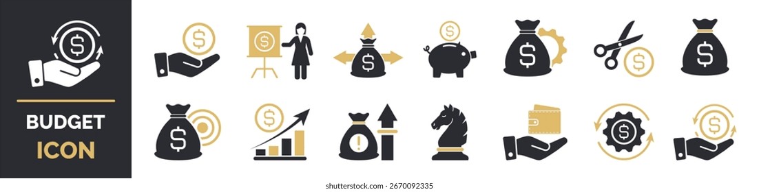 Budget flache Vektorsymbol-Set