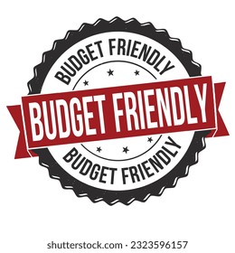 Budget friendly grunge rubber stamp on white background, vector illustration