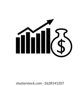 Icono de gráfico de presupuesto – Resumen financiero con etiqueta de moneda