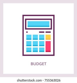 Budget icon. Calculating and planning concept. Vector linear pictogram.