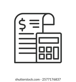 Budget, icon in line design. Budget, financial plan, expense, savings, cost, income, allocation on white background vector. Budget editable stroke icon