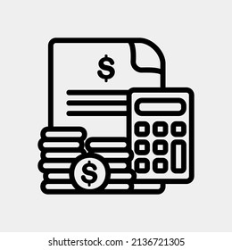 Budget icon in line style about currency, use for website mobile app presentation