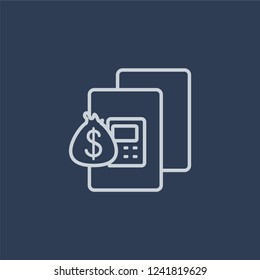 Budget icon. Budget linear design concept from Startup collection. Simple element vector illustration on dark blue background.