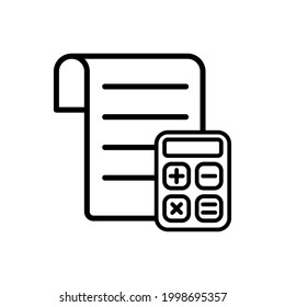 budget icon. paper with calculator icon vector