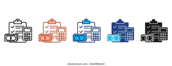 Conjunto de iconos de presupuesto Colección de estilos múltiples