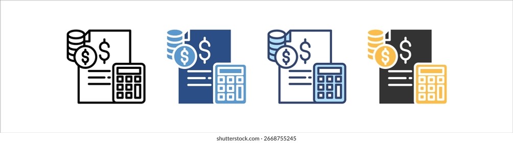Conjunto de iconos de presupuesto Colección de estilos múltiples
