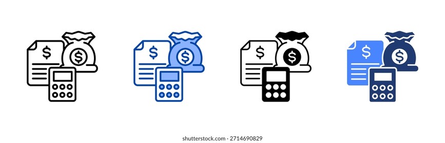 Conjunto de iconos de presupuesto colección de estilos múltiples