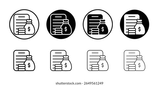 Budget icon set thin flat simple illustration symbol