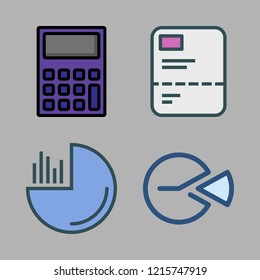 budget icon set. vector set about pie chart, report and calculator icons set.
