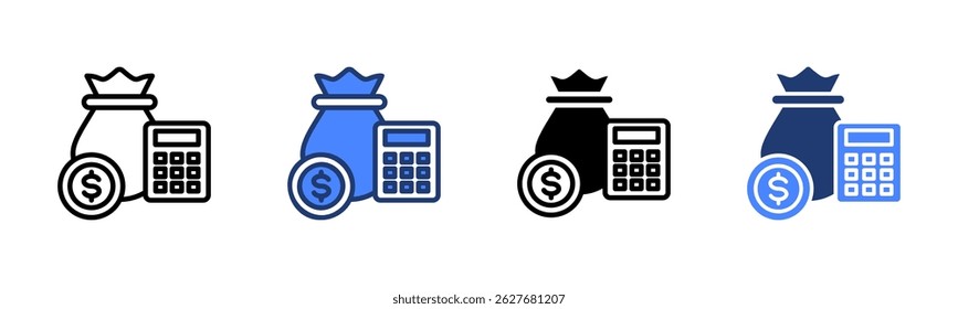 Budget icon sheet multiple style collection