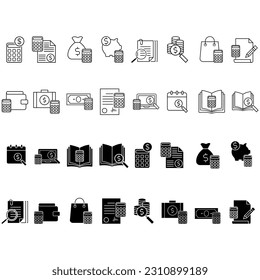 Budget icon vector set. bookkeeping illustration sign collection. Accounting symbol or logo.