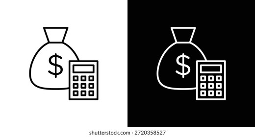 Iconos de presupuesto Vector blanco y negro, conjunto de iconos de línea.