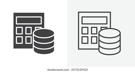 Budget icons. flat and line style set