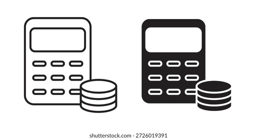 Símbolo de Vector de iconos de presupuesto con trazo editable y versiones planas