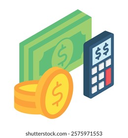 Budget isometric 3D. use for modern concept, print, UI, UX kit, web and app development. Vector EPS 10, related to education, business, finance, investment.