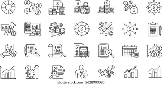 Budget Line Editable Icons set
