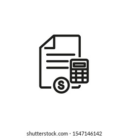 Budget line icon. Document, calculator, dollar sign. Start up concept. Vector illustration can be used for topics like business, development, funding