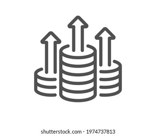 Budget Line Icon. Money Gain Sign. Cash Coin Profit Symbol. Quality Design Element. Linear Style Budget Icon. Editable Stroke. Vector