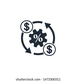 Budget management. Cost reduction. Flat vector icon on a white background.