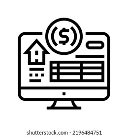 budget management interior design line icon vector. budget management interior design sign. isolated contour symbol black illustration