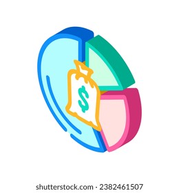 vector de icono isométrico de administración de presupuesto. signo de administración de presupuesto. ilustración de símbolo aislado