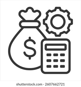 Budget Management Outline Icon Vector Illustration